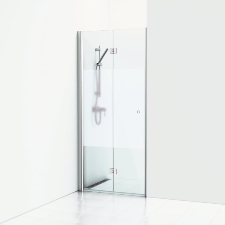 Svedbergs Skoga dusjnisje, foldedør, 100 cm, halvfrostet glass, alu matt profil