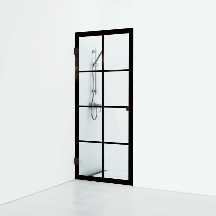 Svedbergs 180° Rista dusjnisje rett, 80 cm, industridekor, sort matt profil