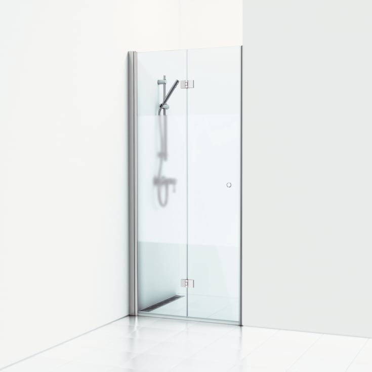 Svedbergs Skoga duschdörr, 99,5 cm, halvfrostat glas, blank aluminium profil