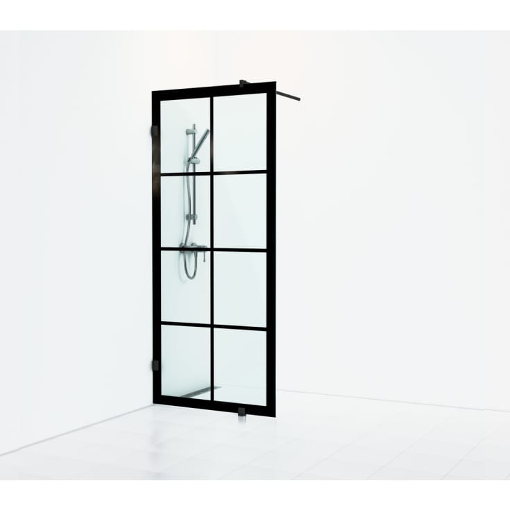 Svedbergs 180° Rista Skærmvæg Fast 88x200 Sort Mat/Klart