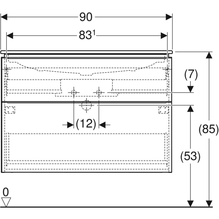 Geberit iCon møbelpakke, 90x48 cm, mat hvid