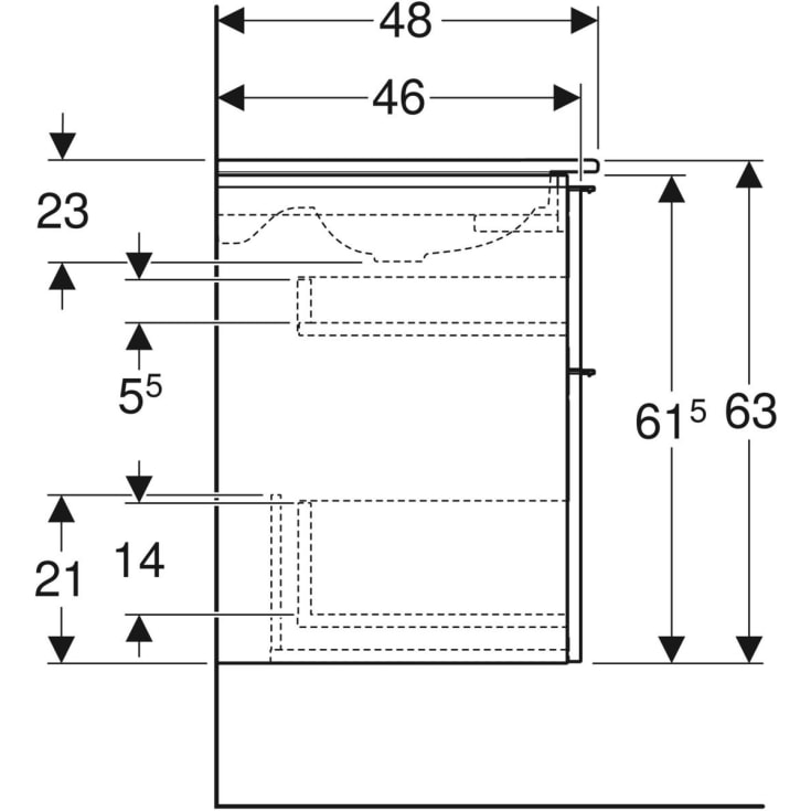 Geberit iCon møbelpakke, 90x48 cm, mat hvid