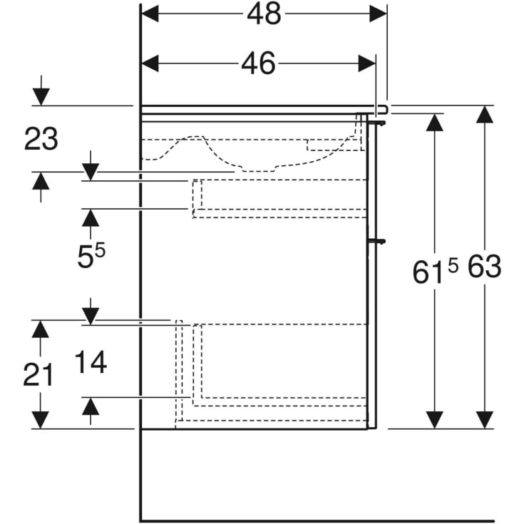Geberit iCon møbelpakke, 75x48 cm, rengøringsvenlig, hvid højglans/krom