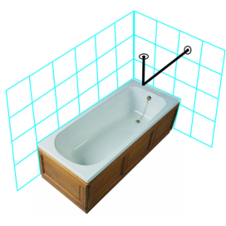 Van Der P badeforhængsstang, 100x50 cm, rustfrit stål