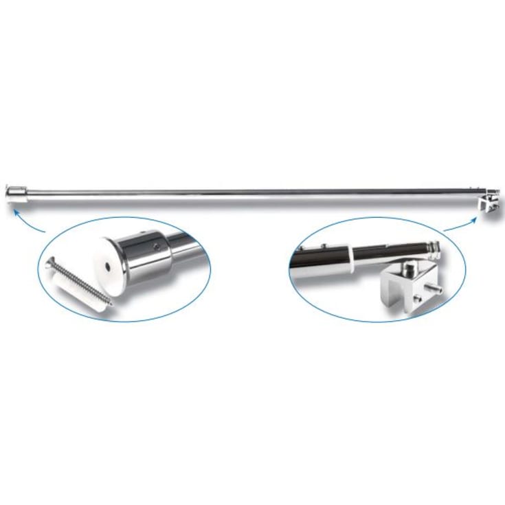 Van Der P badeforhængsstang, til glasvæg 97-115 cm, rustfrit stål