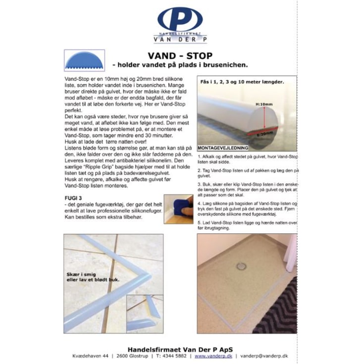 Van Der P gulvskinne til brus, 10 meter