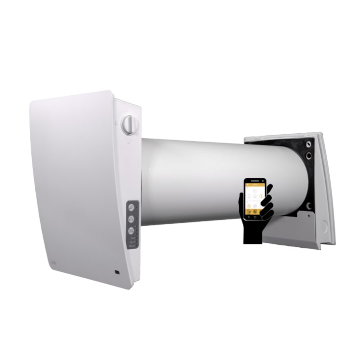 Duka One S6 Plus vifte med varmegjenvinning, Ø160 mm, wi-fi, hvit