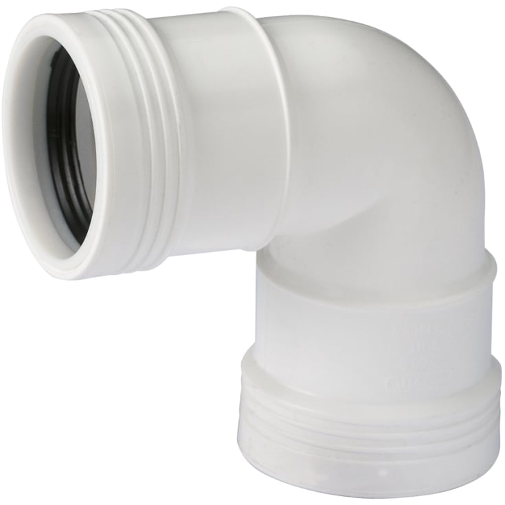 Wavin Wafix afløbsbøjning, 88,5°, Ø32 mm, plast, hvid
