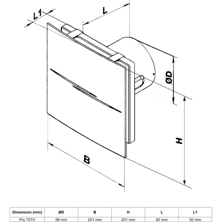 Duka Pro 70 badventilator, Ø100 mm, hvid