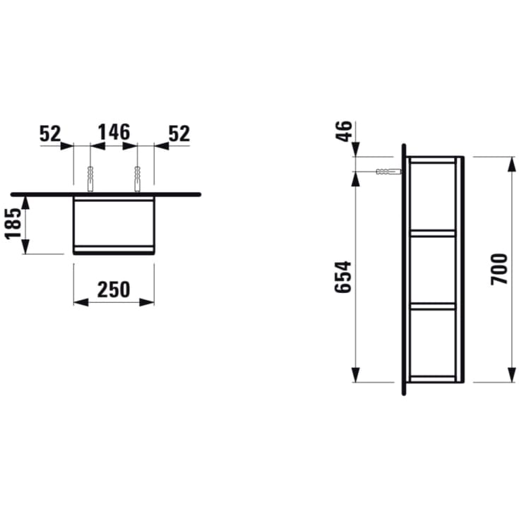 Laufen Base hylde med spejl, mørk alm