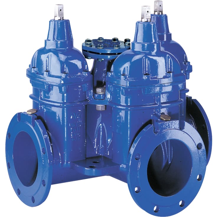 AVK DN250 kombikrydsventil m/DN100 udtag, 3-vejs, PN10, EPDM