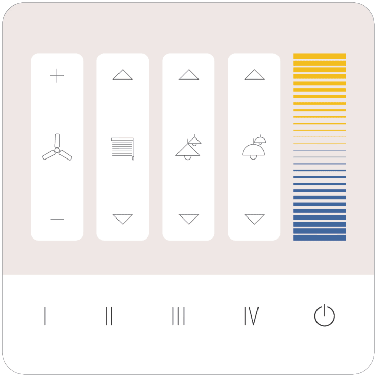 Dali-2 touchpanel til lys, ventilation, og gardin styring