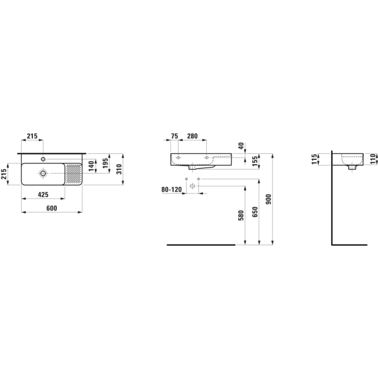Laufen Val håndvask, 60x31 cm, hvid