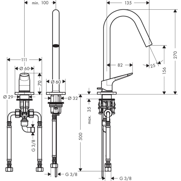 Axor Citterio M håndvaskarmatur, krom