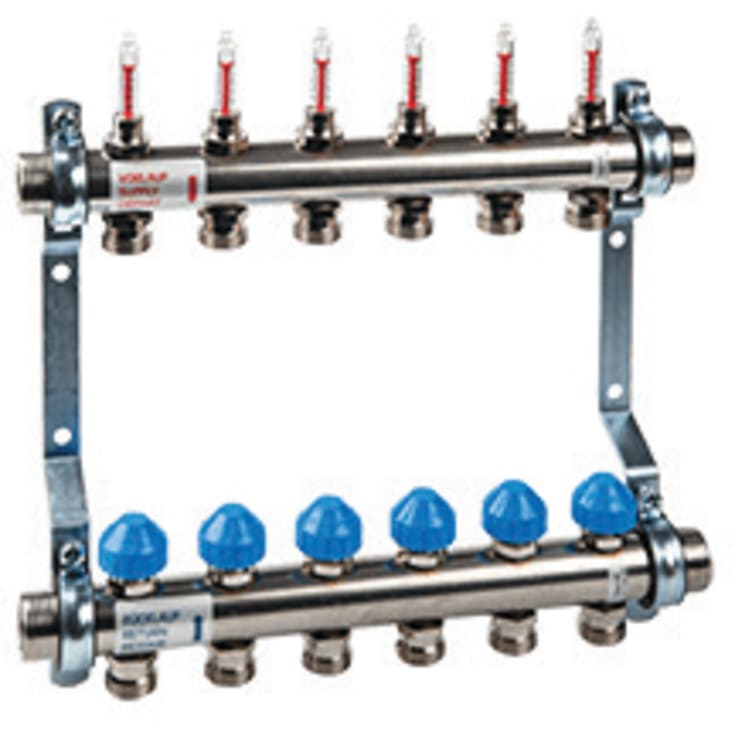 WATTS manifold 1", flowmeter, endesæt og beslag, 4 kredse