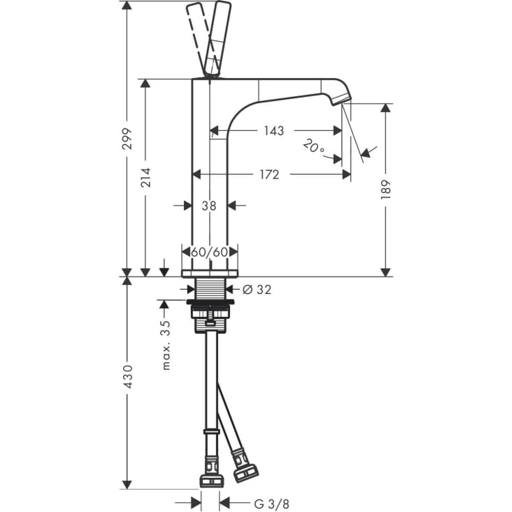 Axor Citterio E 190 håndvaskarmatur, krom
