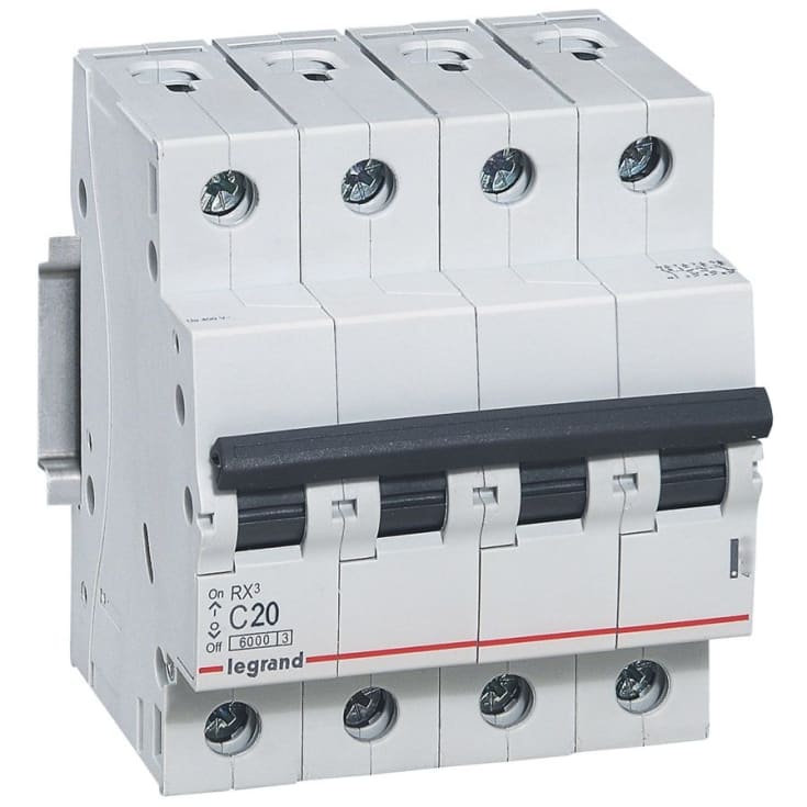 Strömbrytare RX3 C 20A 4P (3P+N), 4M, 6kA