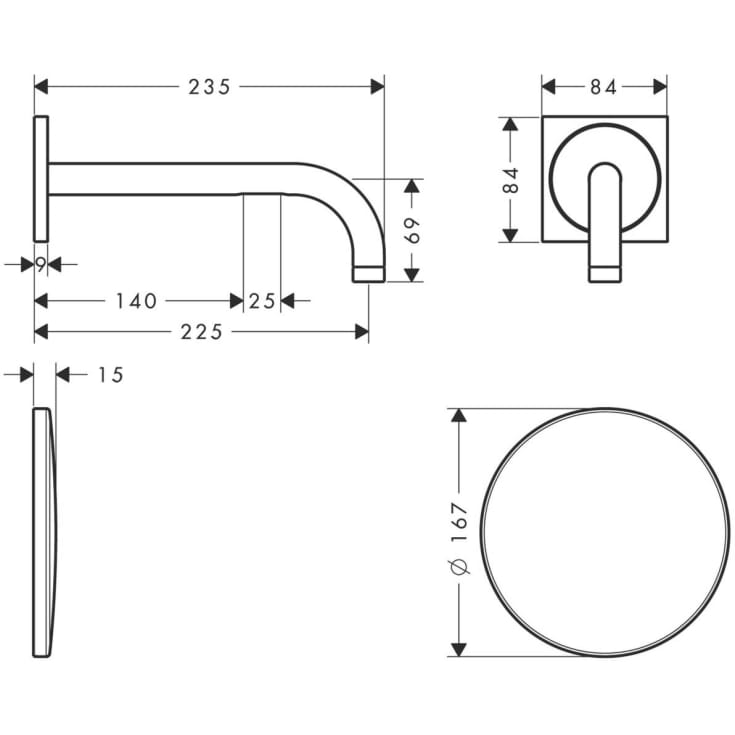 Axor Uno Berøringsfri servantbatteri, 225 mm tut, 230v, krom