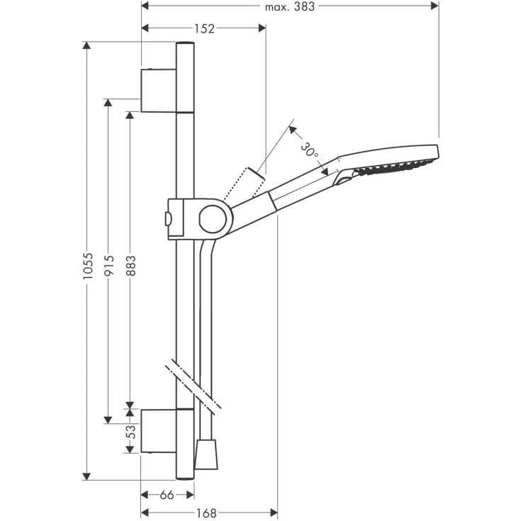 Axor Uno Dusjsett, 900 mm, med 3 stråletyper, krom