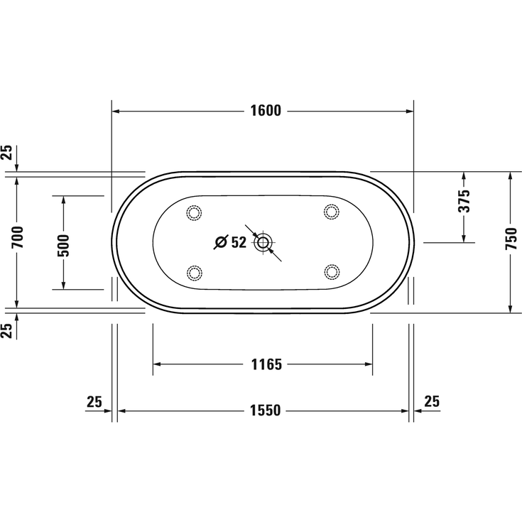 Duravit D-Neo badkar, 160x75 cm, vit