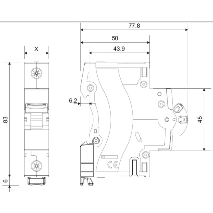 Automatsikring TX3 C 32A 4P, 4M, 6/6kA