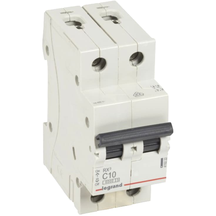 Automatsäkring RX3 C 10A 2P, 2M, 6kA