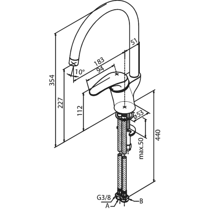 Damixa Space køkkenarmatur, krom