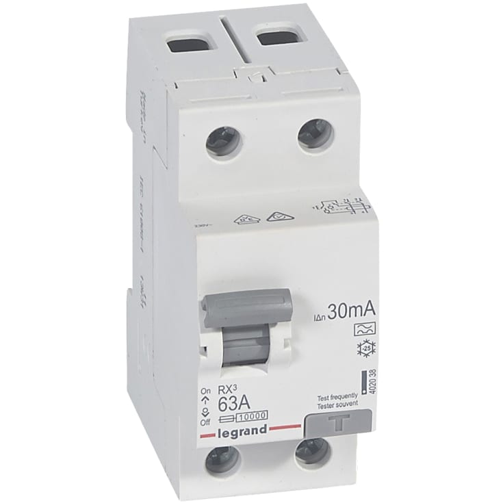 Fejlstrømsafbryder RX3 HPFI 63A 30mA, 2P, 2M, 10kA, type A