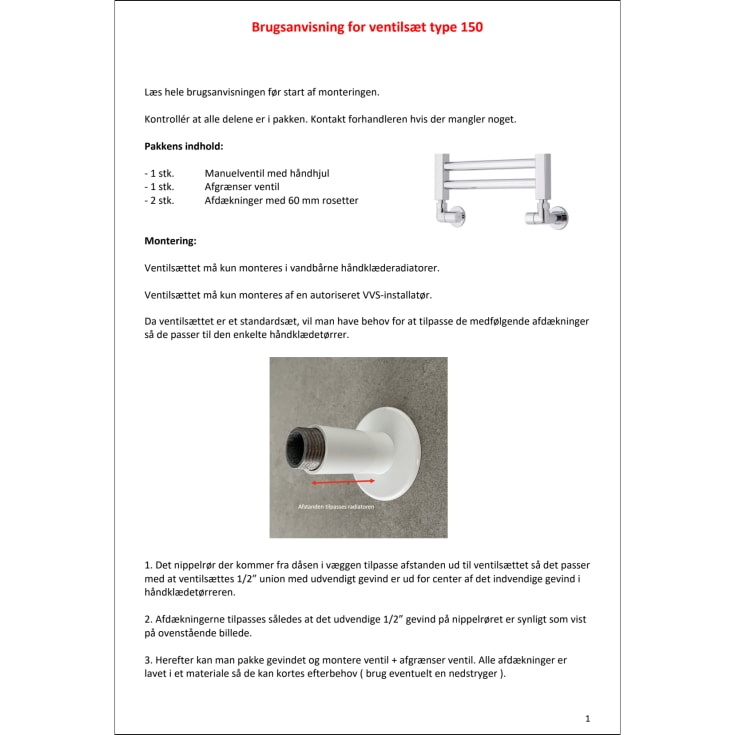 TVS hjørnevinkel ventilsæt 150, børstet guld