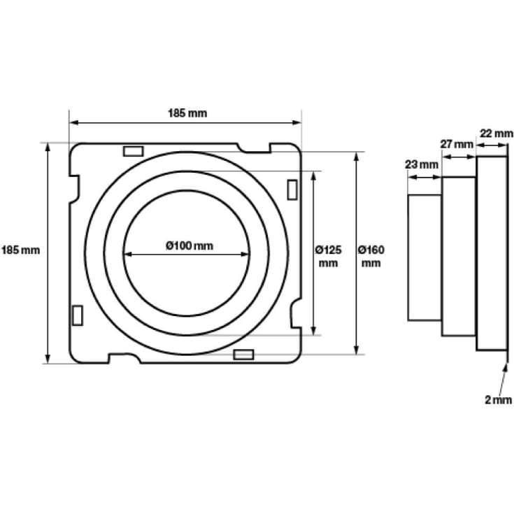 Duka overgangsstykke til slange, Ø102/127/162 mm og rør Ø125mm