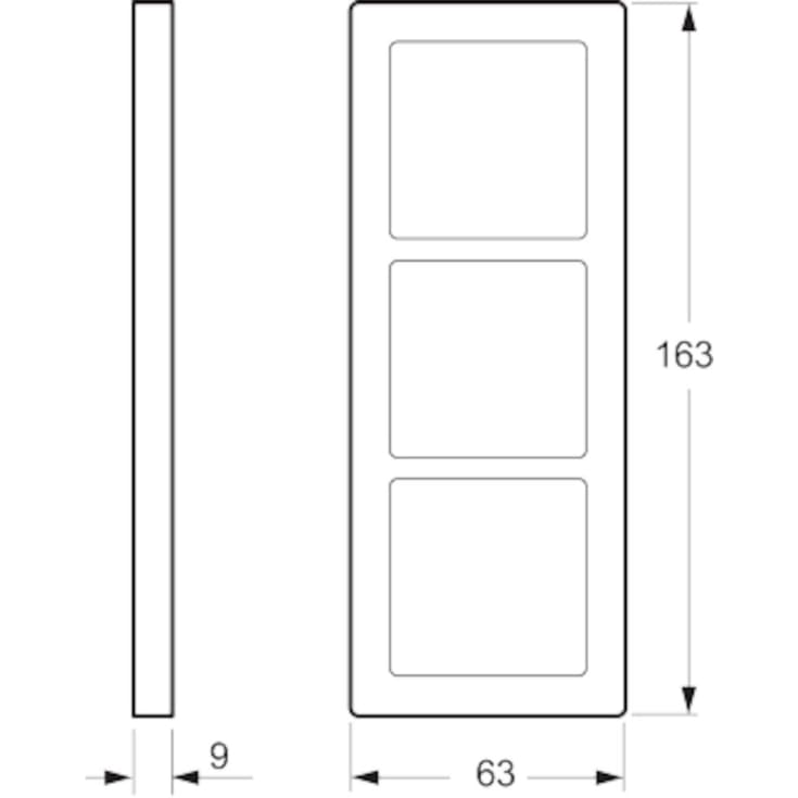 LK Fuga Base 63 ramme, 3 modul, lysegrå