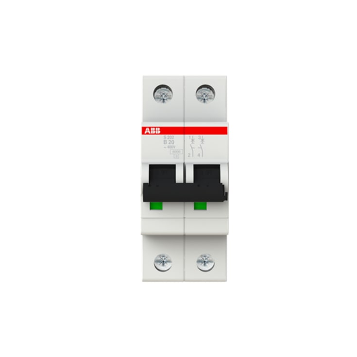 Strömbrytare B 20A 2P, 6kA, S202-B20