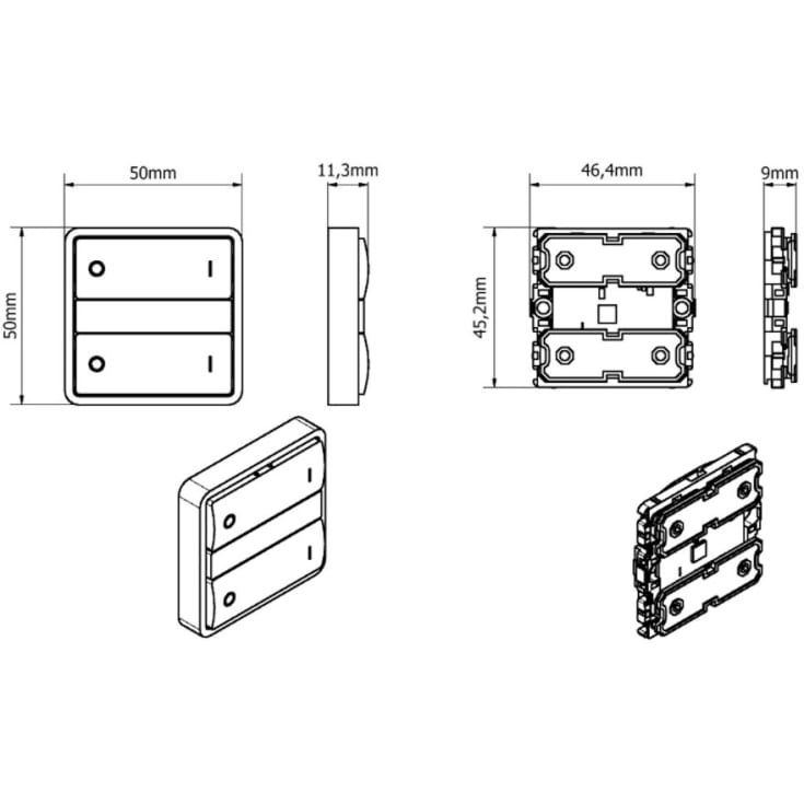 LAB3D Zigbee lysdæmper, tænd/sluk, koksgrå