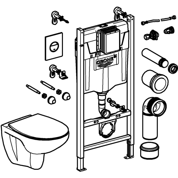 Grohe Solido Bau Sail toiletpakke, hvid/krom