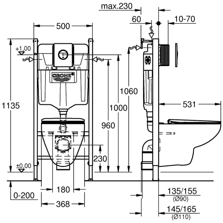 Grohe Solido Bau Sail toiletpakke, hvid/krom