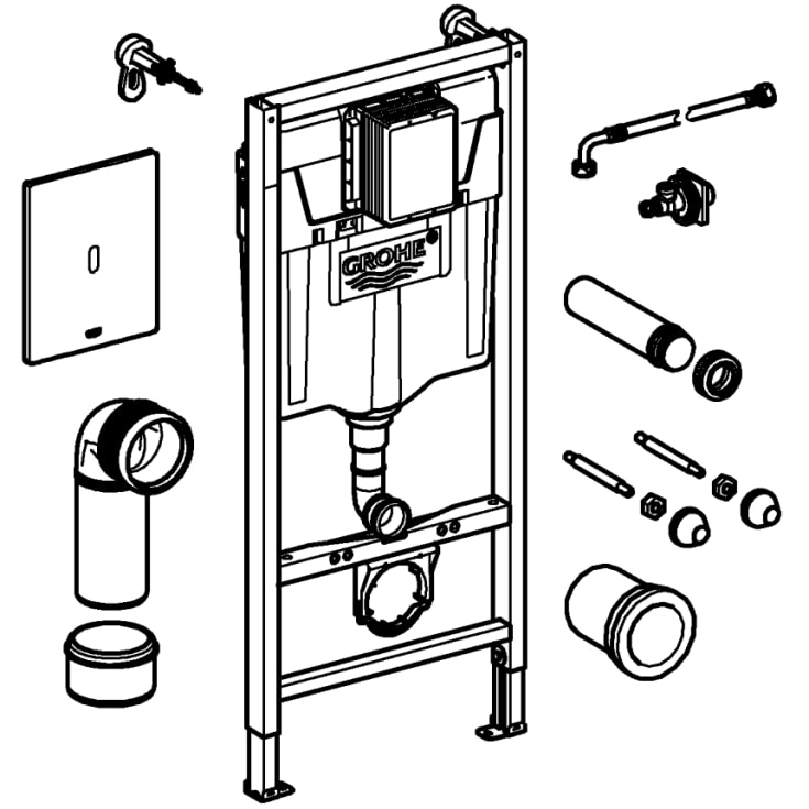 Grohe Solido 3i1 indbygningscisterne, 113 cm, betjeningsplade, berøringsfri, krom