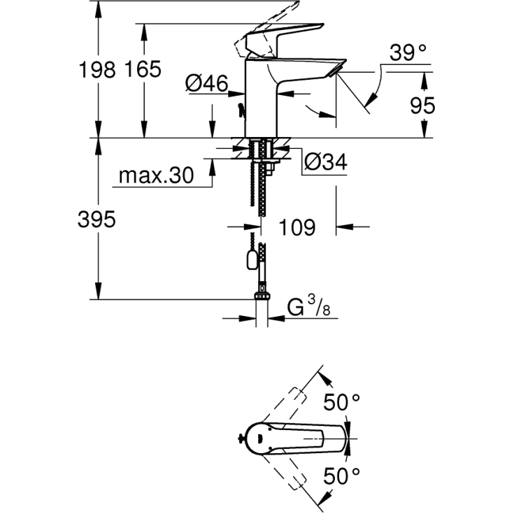 Grohe Start håndvaskarmatur, krom