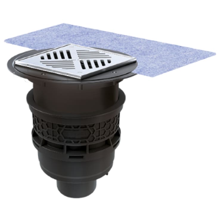 Drehfix 110 mm lodret kælderafløb med lukke/membranflange t/gråt