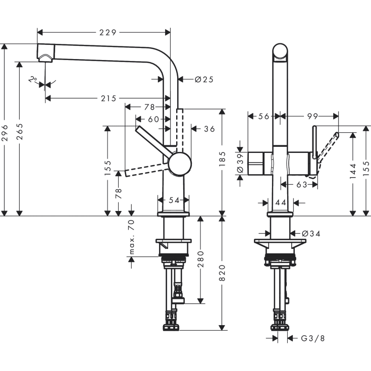 Hansgrohe Talis M54 køkkenarmatur, stål