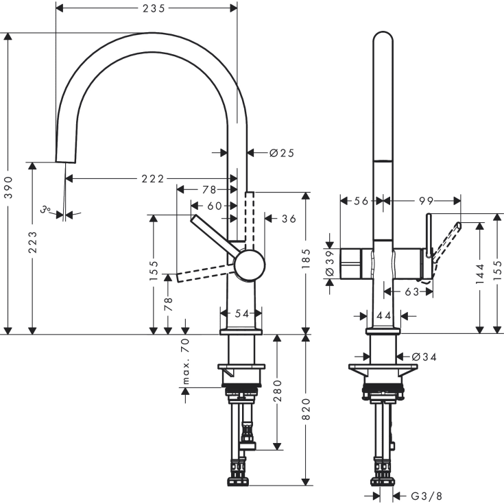 Hansgrohe Talis M54 kjøkkenarmatur, krom