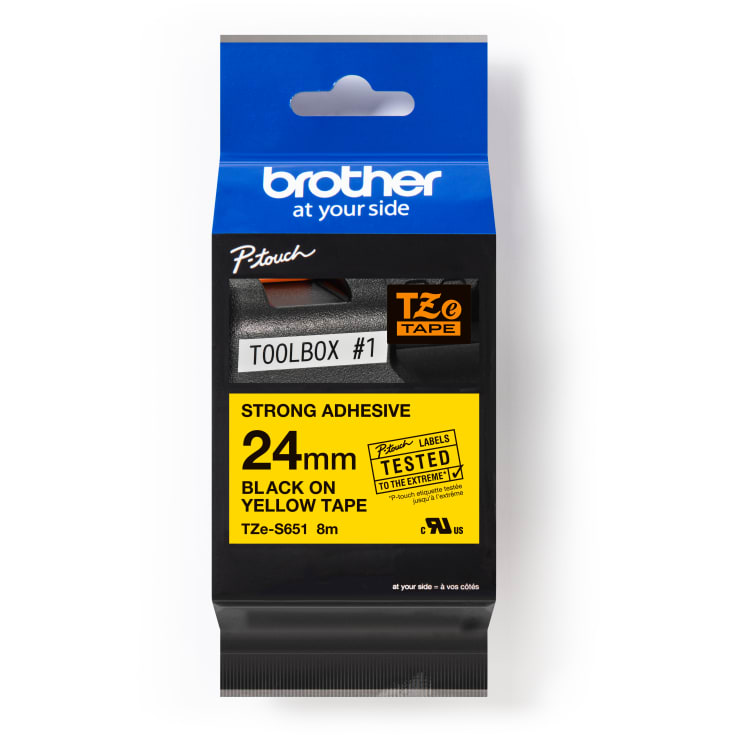 brother tape TZe-S651, sort/gul, 24 mm x 8 m