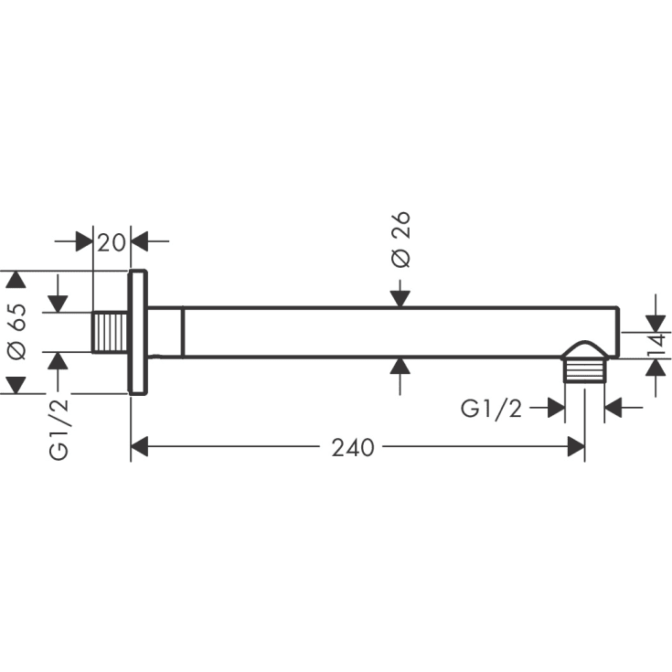 Hansgrohe Vernis Blend brusearm, 24 cm, mat sort