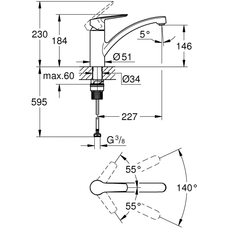 Grohe Quickfix Start kjøkkenarmatur, krom