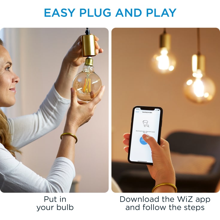 Wiz E27 globepære, 2000K-5500K, 7W, Ø9,5 cm