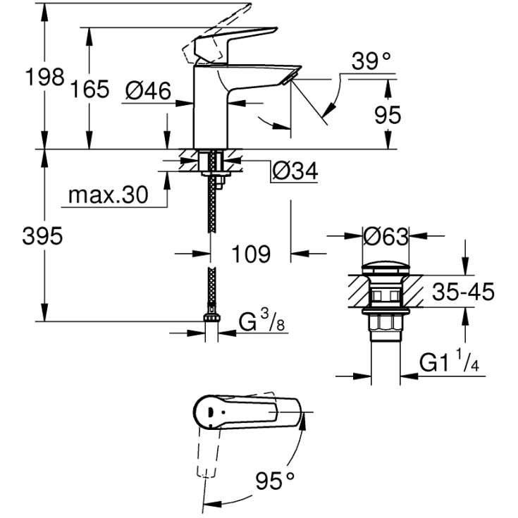 Grohe Quickfix Start S servantbatteri, krom