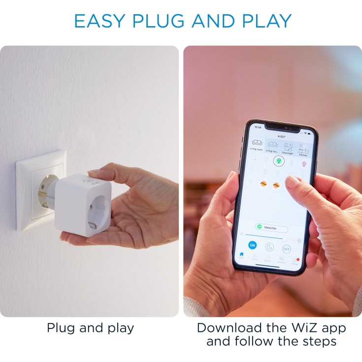 Wiz smart plug til stikkontakt, Wi-Fi med energimåler