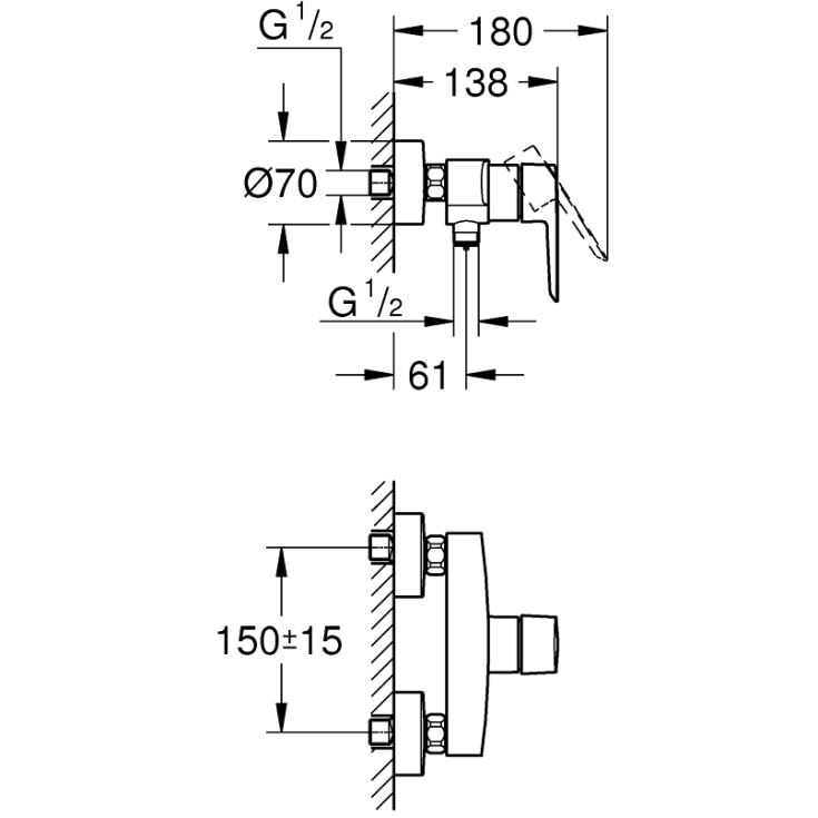 Grohe Start brusearmatur, krom