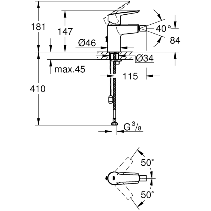 Grohe Start bidéblandare, krom