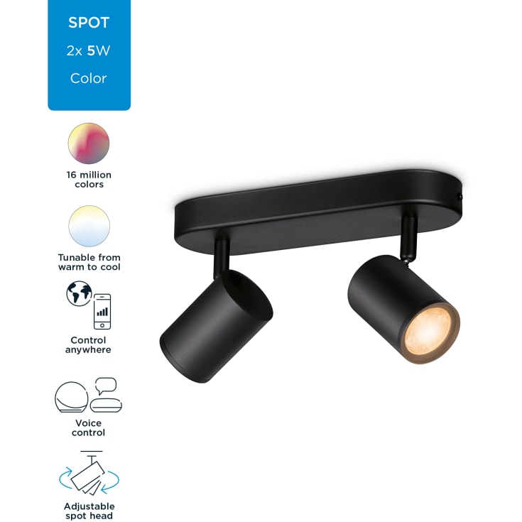 Wiz Imageo spotlampe, farveskift + hvid, sort