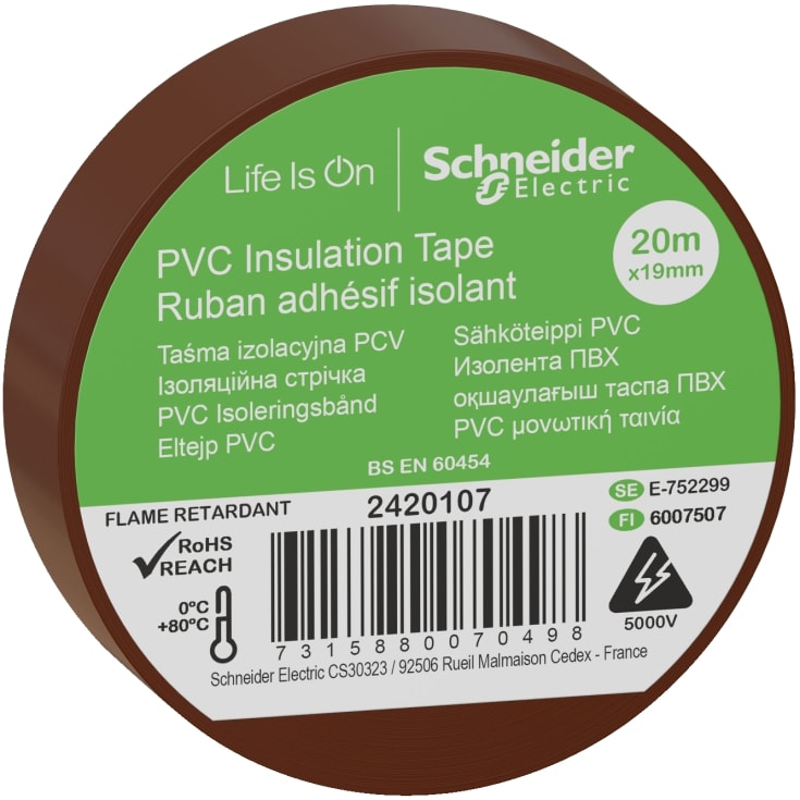 8 st PVC-tejp 19 mm X 20M brun
